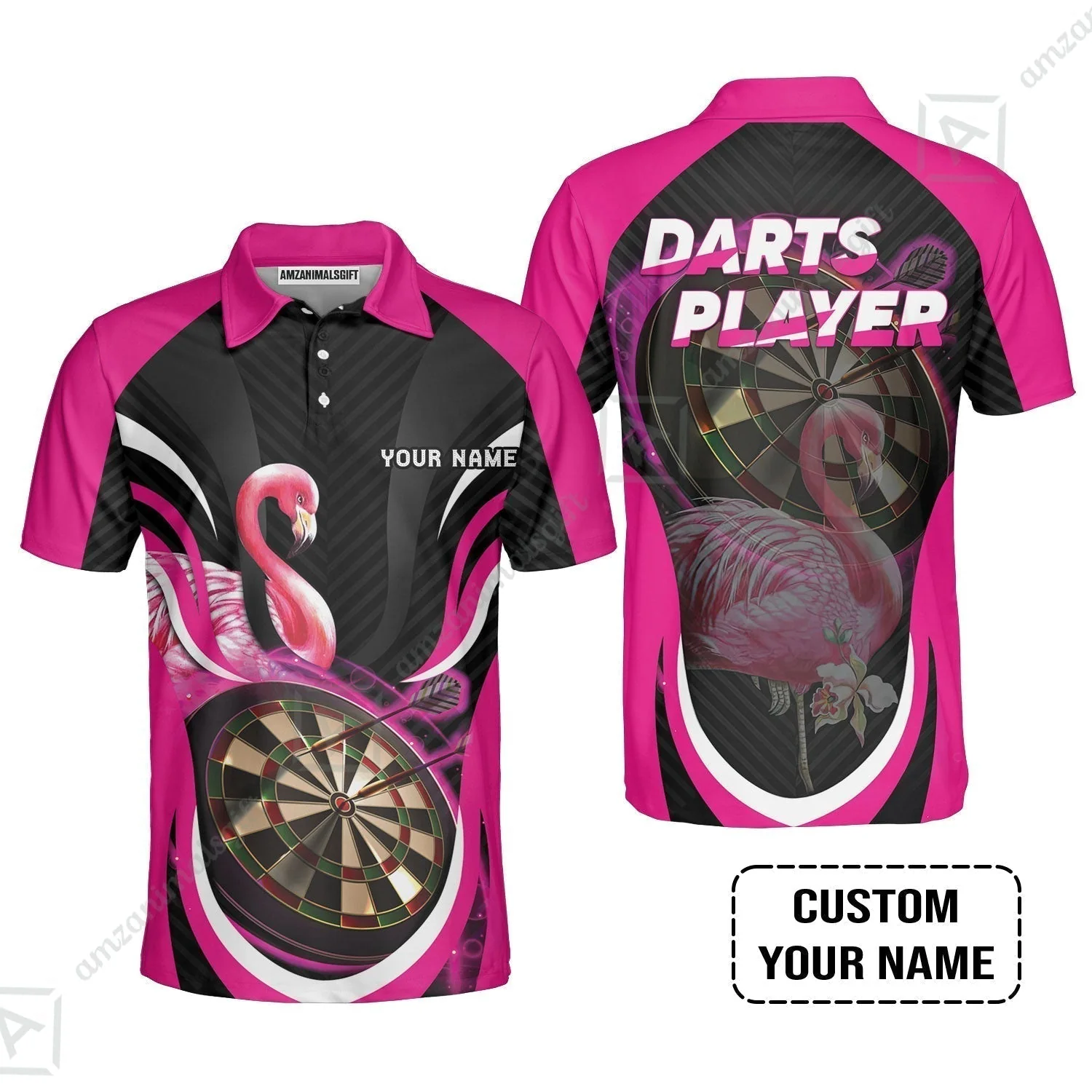 Customized Darts T-Shirt, Flamingo Darts Shirt, Personalized Name Darts T-Shirt - Image 8