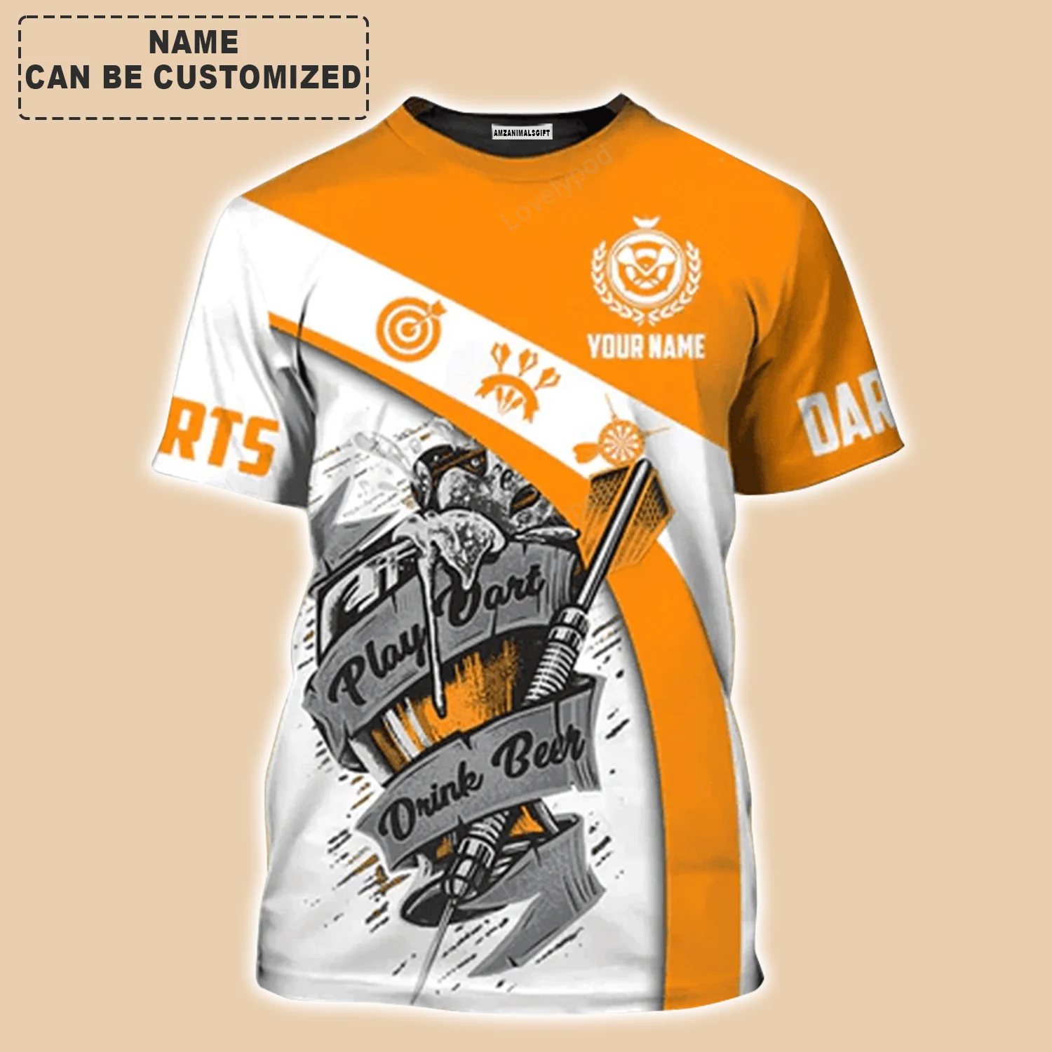Customized Darts T Shirt, Playing Darts Drink Beer, Personalized Name Darts T Shirt For Men - Perfect Gift For Darts Lovers, Darts Players - Image 2
