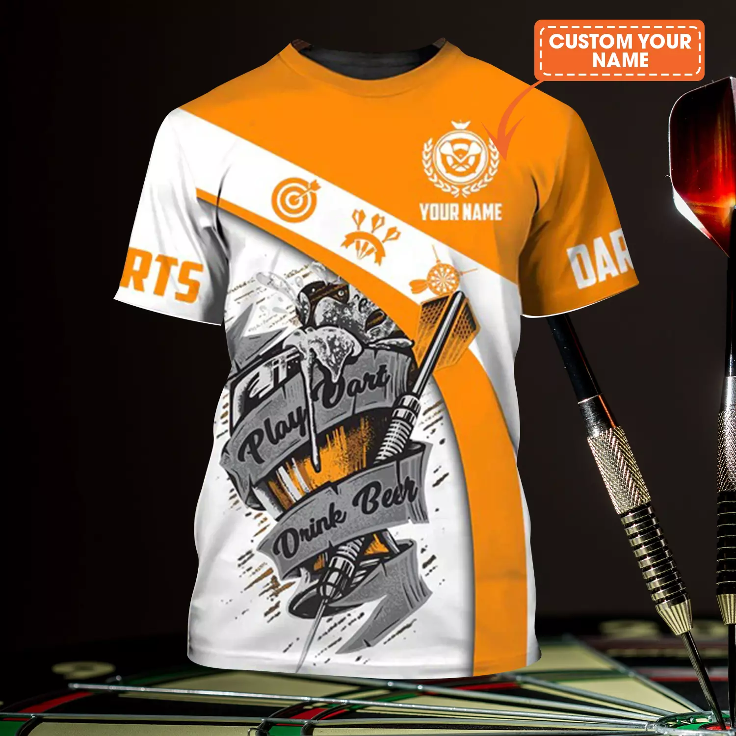 Customized Darts T Shirt, Playing Darts Drink Beer, Personalized Name Darts T Shirt For Men - Perfect Gift For Darts Lovers, Darts Players - Image 4