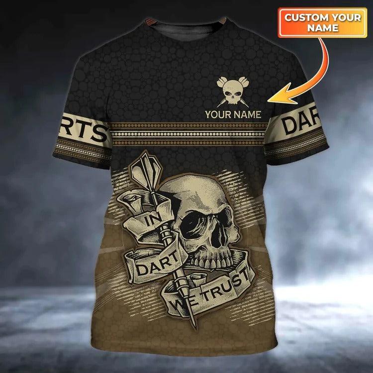 Customized Darts T Shirt, Skull Darts, Personalized Name Darts T Shirt For Men - Perfect Gift For Darts Lovers, Darts Players
