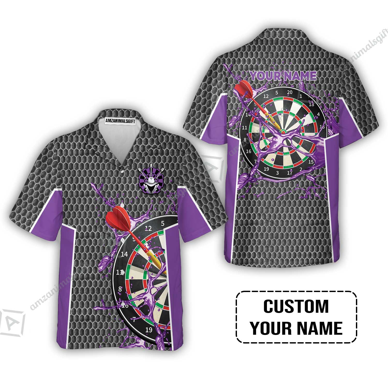 Customized Darts Hoodie, Teal Darts Water Honeycomb, Personalized Name Hoodie - Image 7