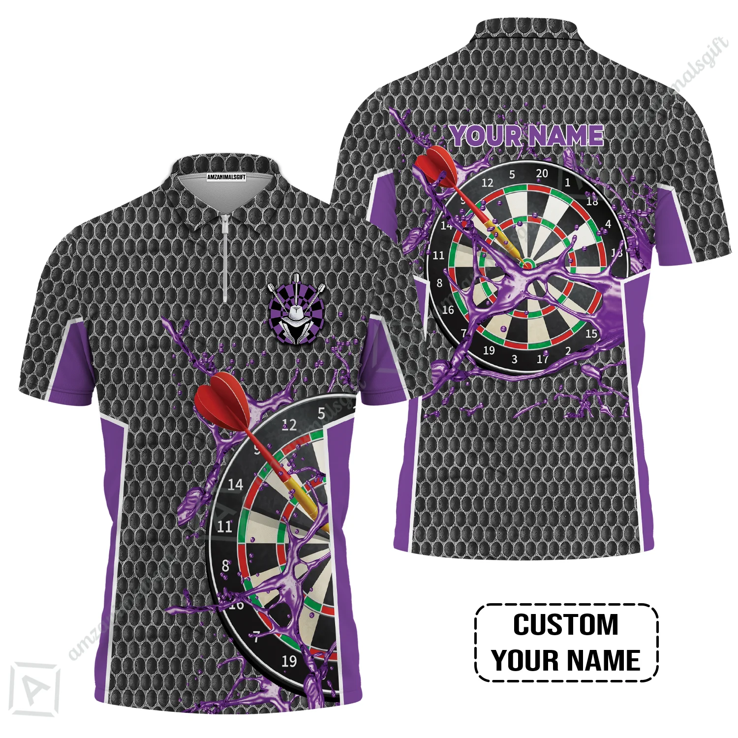 Customized Darts Hoodie, Teal Darts Water Honeycomb, Personalized Name Hoodie - Image 3