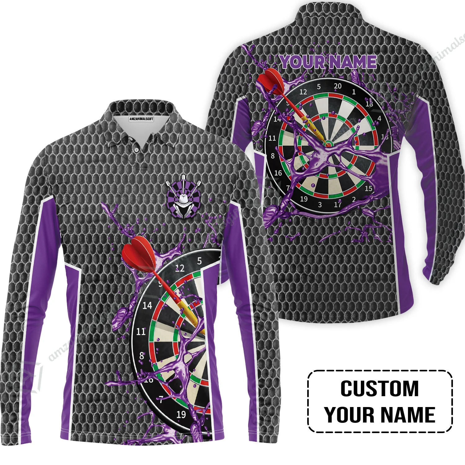 Customized Darts Hoodie, Teal Darts Water Honeycomb, Personalized Name Hoodie - Image 4