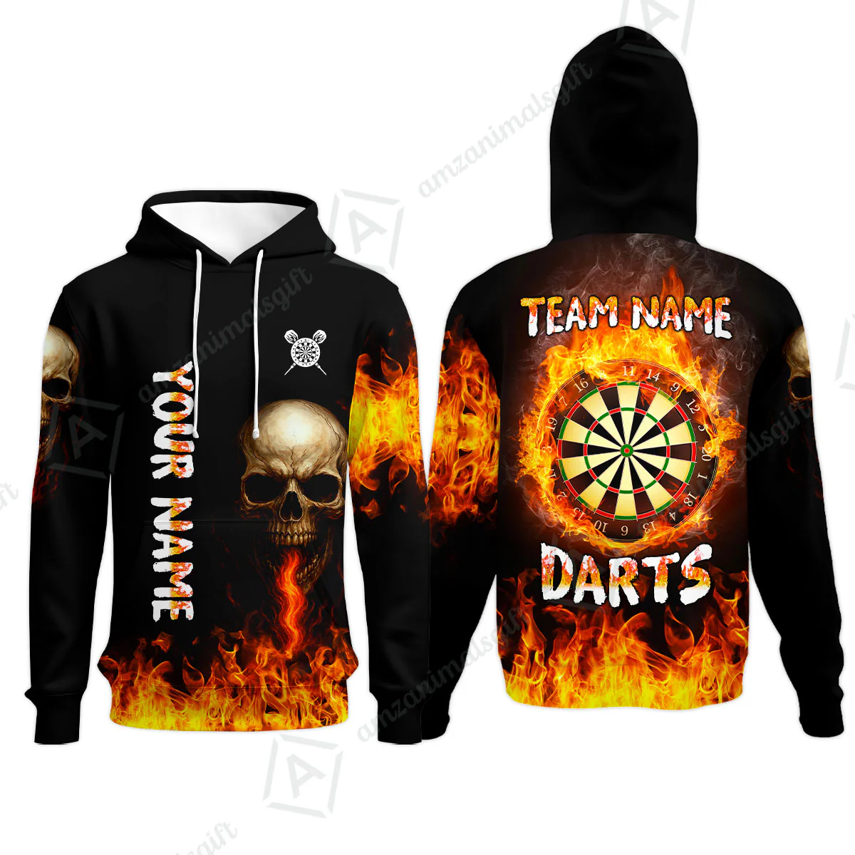 Customized Darts Team Polo Jersey, Darts Fire Skull Multi-Flame Dartboard Custom Uniform Team Shirt for Darts Players - Image 10