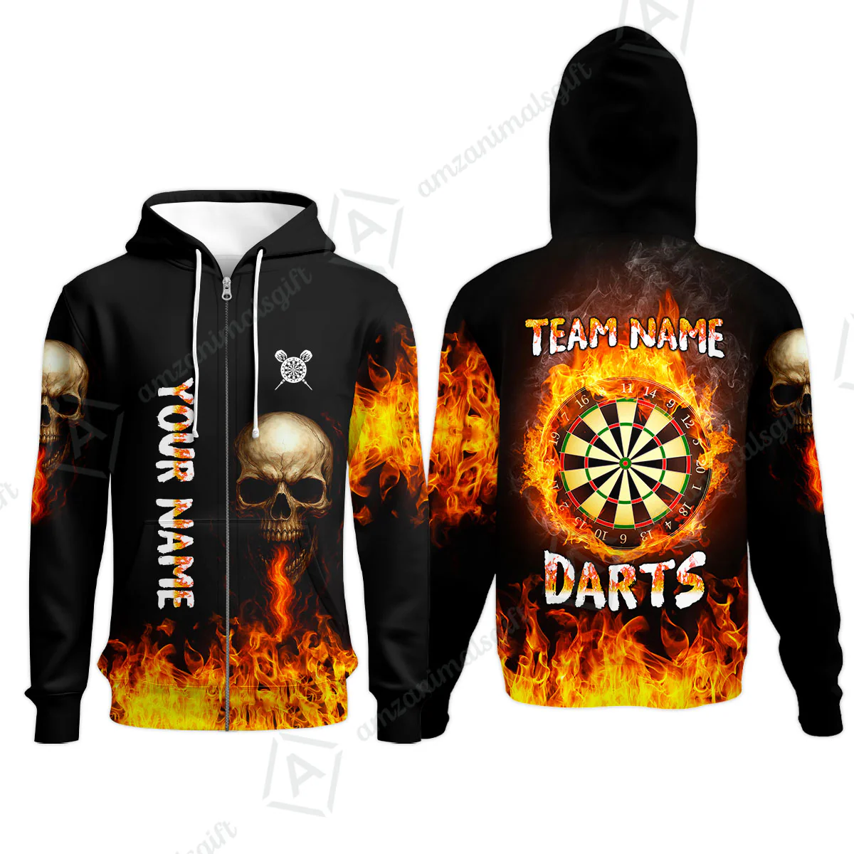 Customized Darts Team Polo Jersey, Darts Fire Skull Multi-Flame Dartboard Custom Uniform Team Shirt for Darts Players - Image 11