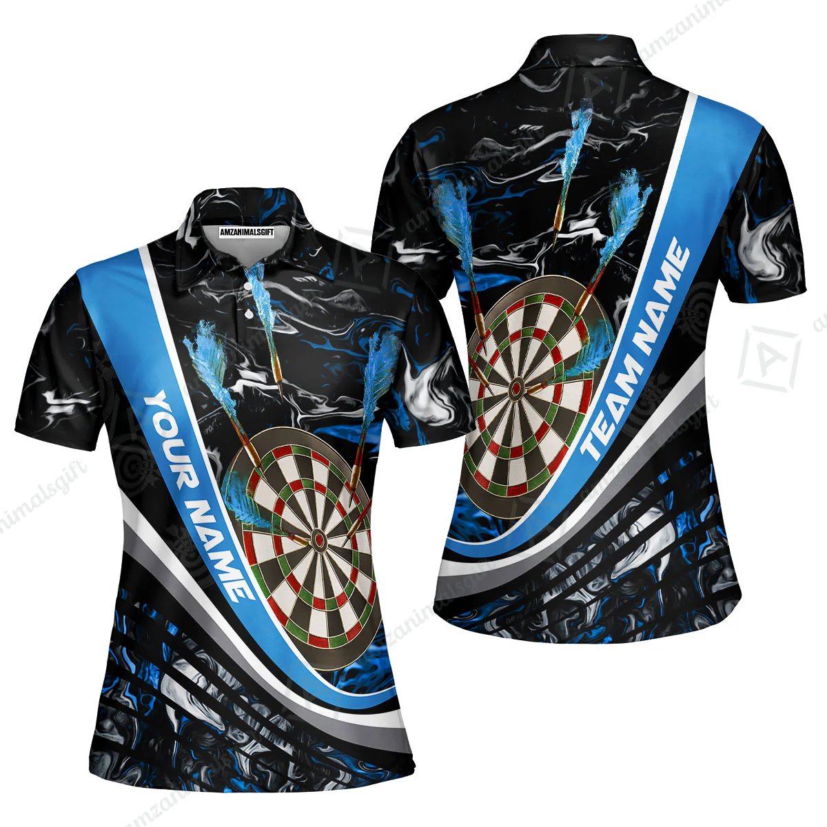 Customized Darts Women Polo Shirt, Darts Flaming Magma Multicolor Women Polo Shirt Custom Team Jersey For Darts Player - Image 2