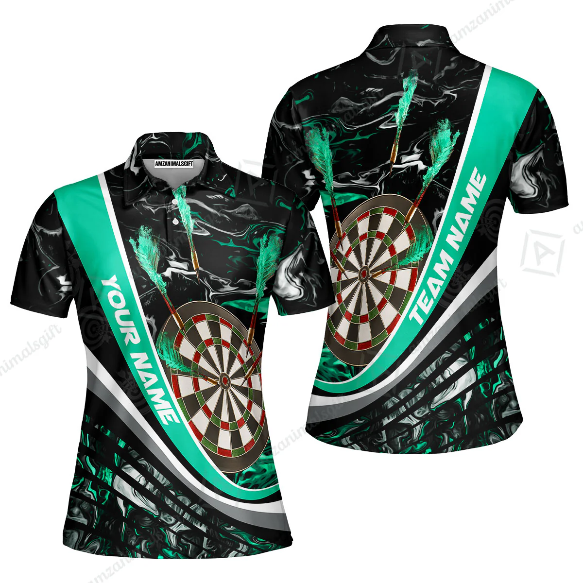Customized Darts Women Polo Shirt, Darts Flaming Magma Multicolor Women Polo Shirt Custom Team Jersey For Darts Player - Image 4