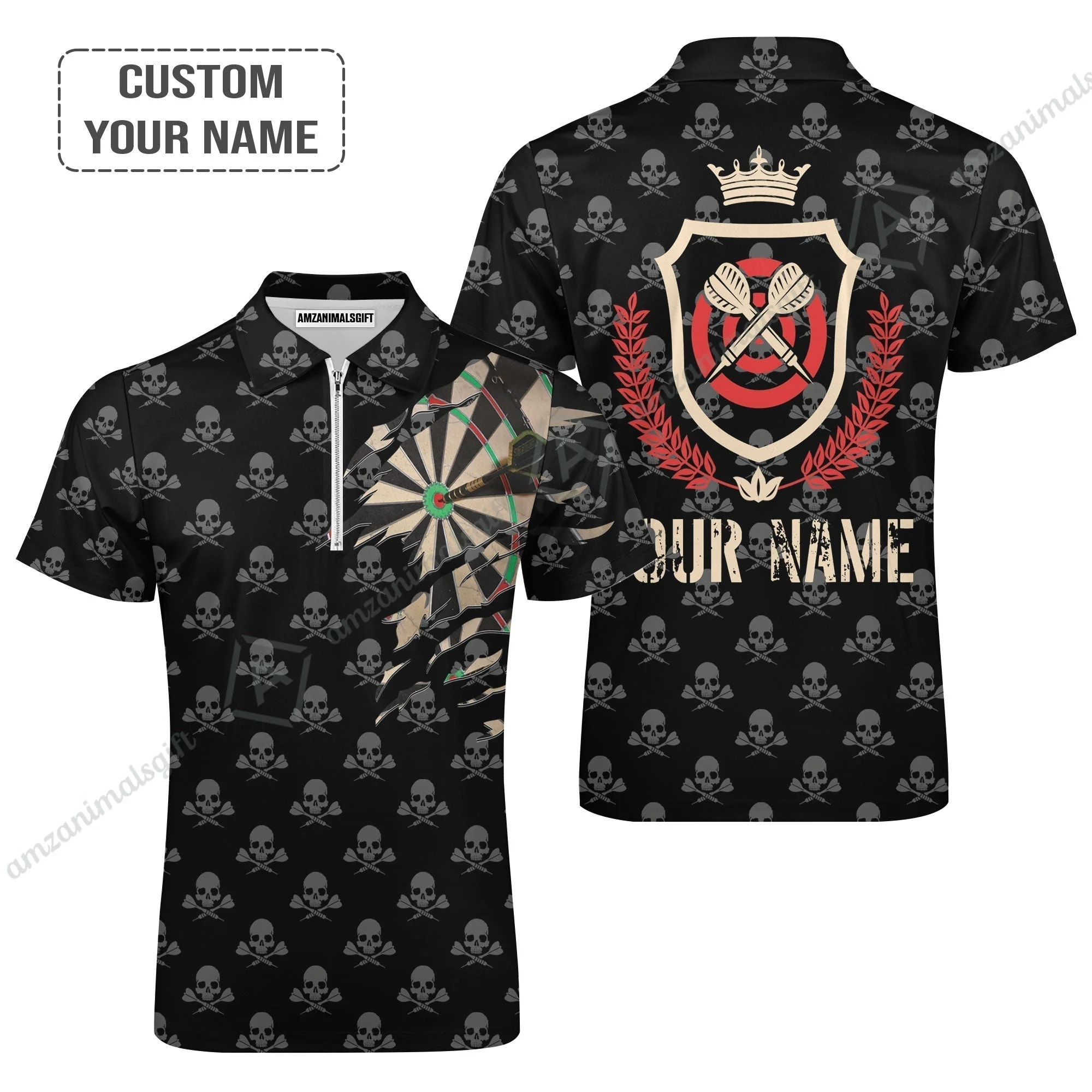 Customized Darts Women Polo Shirt, Skull King Darts Personalized Name Women Polo Shirt - Perfect Gift For Darts Lovers, Darts Players - Image 5