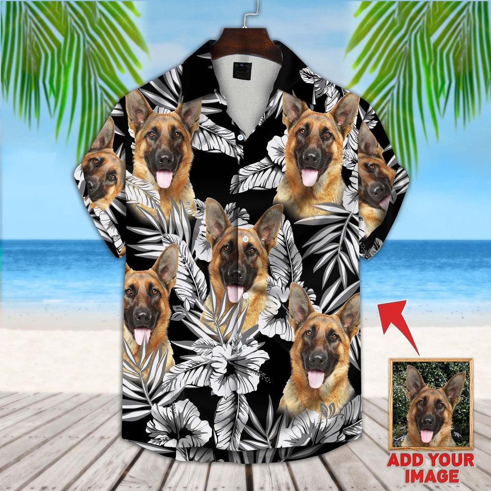Customized Dog Cat Face Aloha Hawaiian Shirts With Pet Face - Flowers Pattern Black Color Aloha Hawaiian Shirts & Tops For Cat Lovers - Image 3