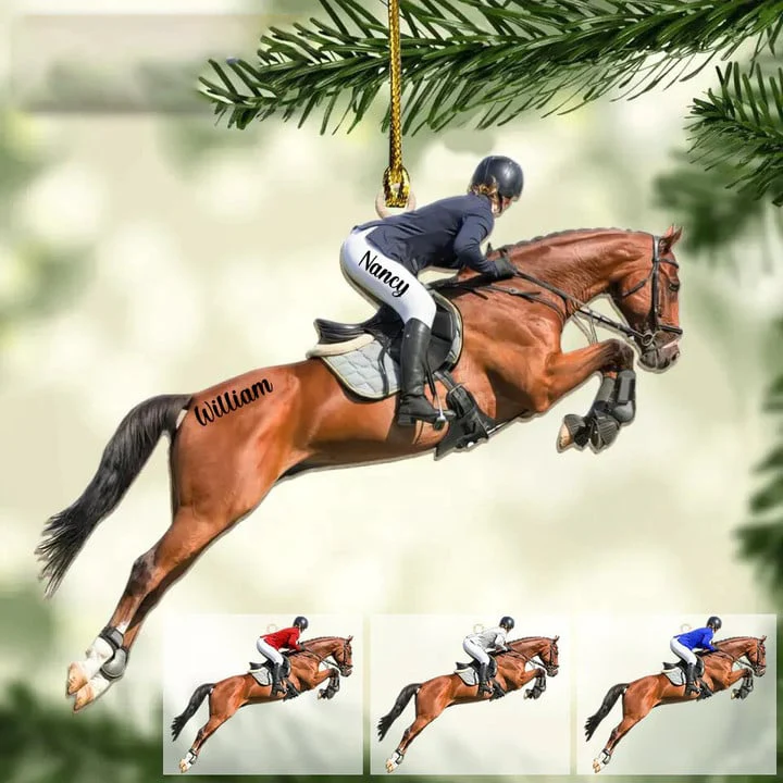 Customized Equestrian Girl Acrylic Christmas Ornament, Equestrian Ornament Gift For Horse Lovers, Her, Wife, Christmas Gifts - Image 2