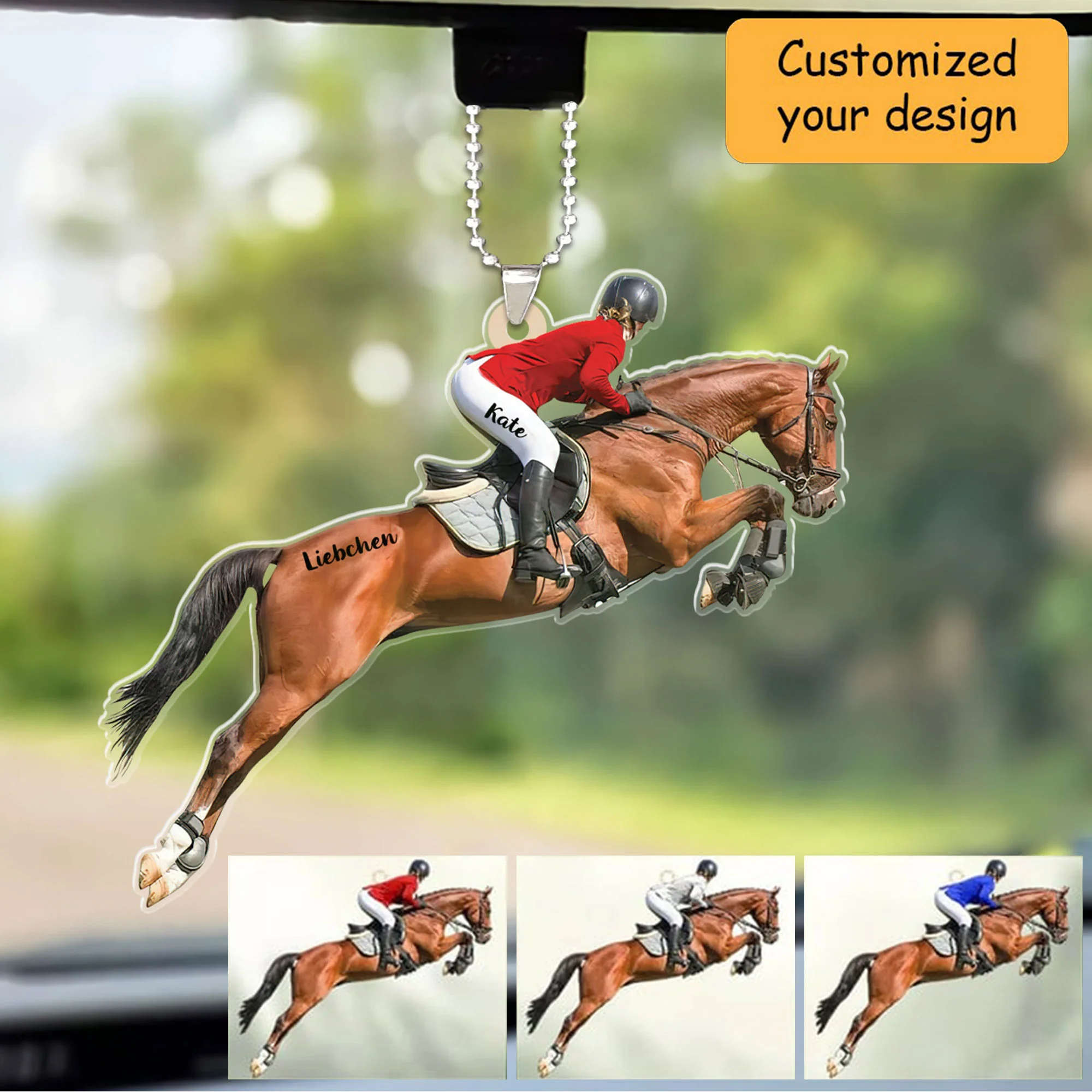 Customized Equestrian Girl Christmas Car Ornament, Equestrian Car Ornament Gift For Horse Lovers, Her, Wife, Christmas Gifts - Image 2