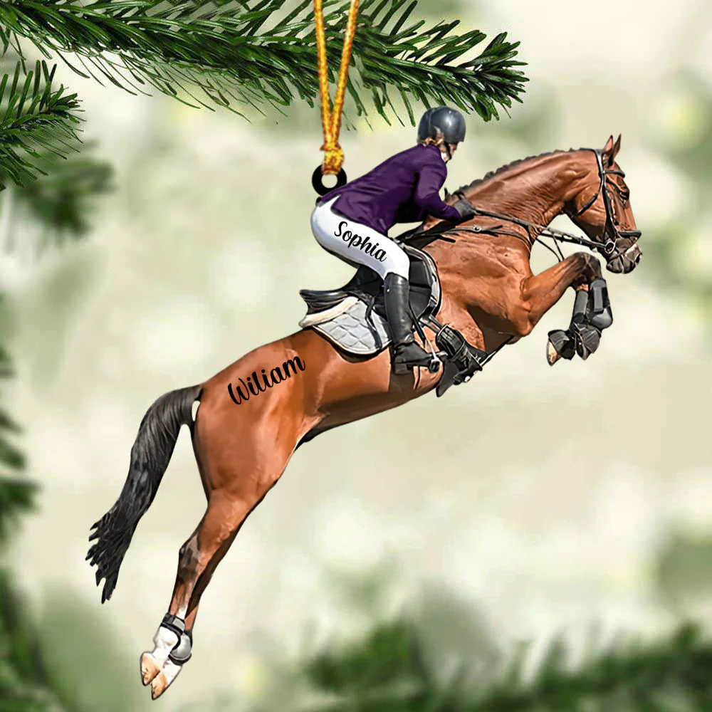 Customized Equestrian Girl Acrylic Christmas Keychain, Equestrian Acrylic Keychain Gift For Horse Lovers, Her, Wife, Christmas Gifts - Image 3