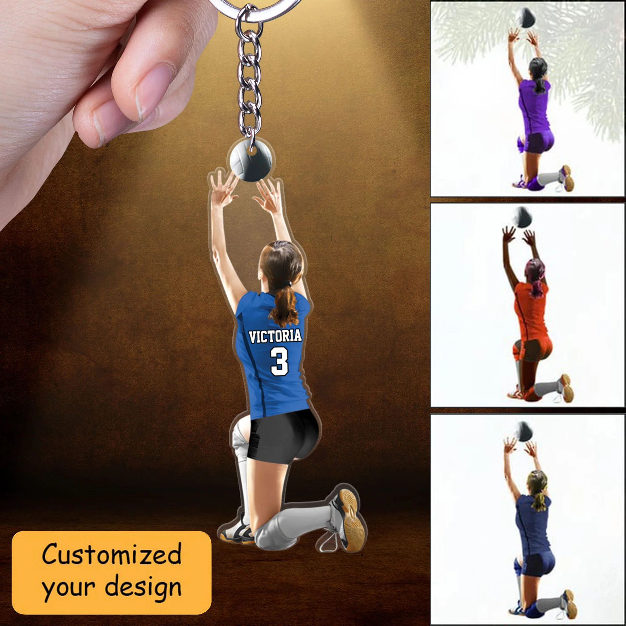 Customized Female Volleyball Setter Player Christmas Acrylic Keychain - Gift For Volleyball Team, Volleyball Lovers - Image 2
