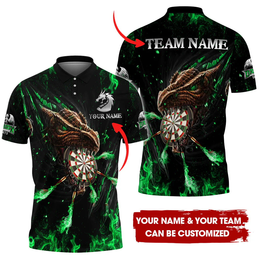 Customized Fire Dragon Darts Men Polo Shirt, Custom Darts For Team Polo Shirt For Men, Perfect Gift For Darts Lovers, Darts Players - Image 2