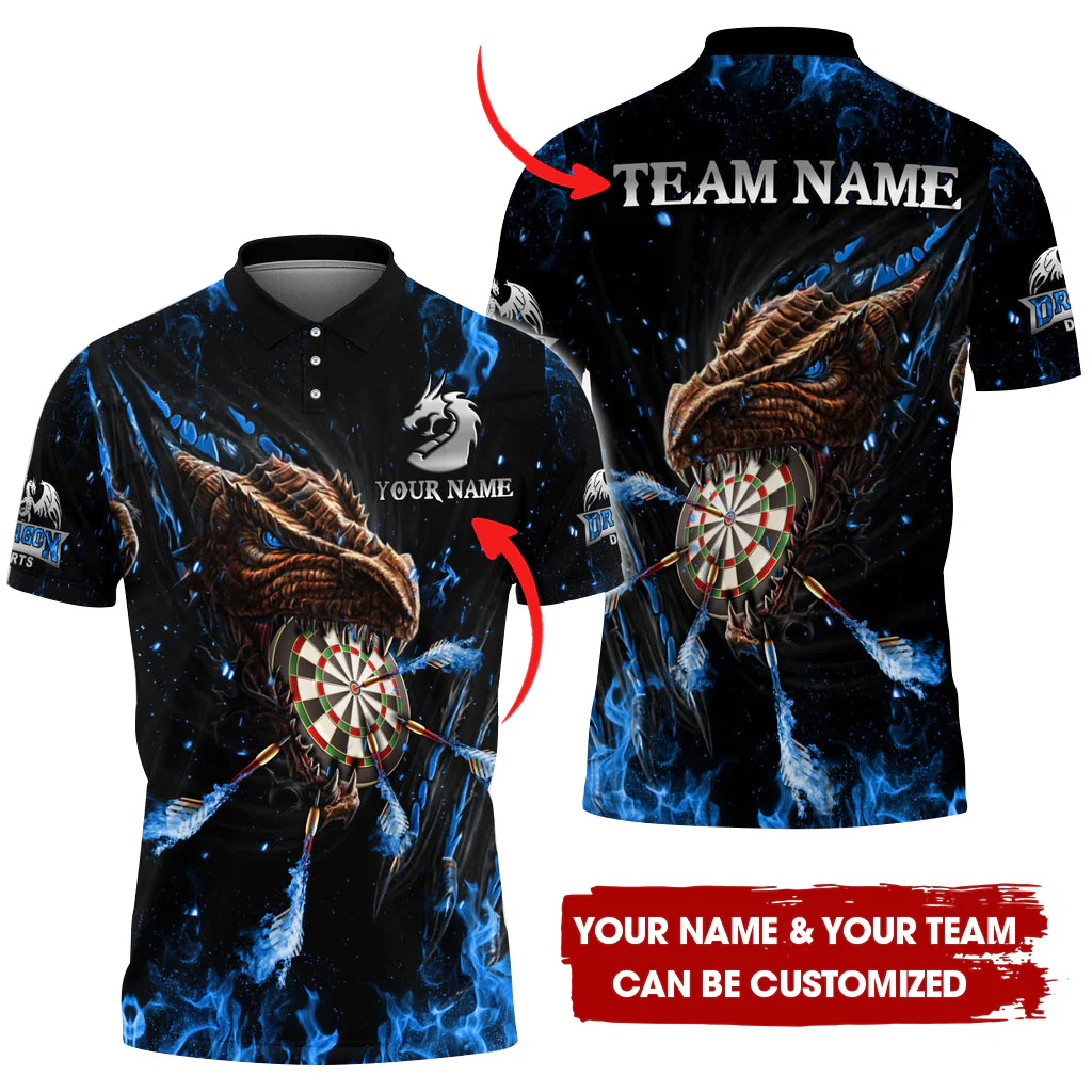 Customized Fire Dragon Darts Men Polo Shirt, Custom Darts For Team Polo Shirt For Men, Perfect Gift For Darts Lovers, Darts Players - Image 3