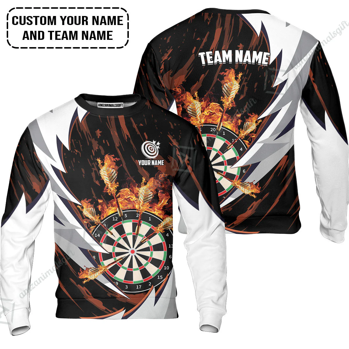 Customized Fire Thunderstorm Darts Long Polo Shirt, Personalized Darts Long Polo Shirt - Image 6