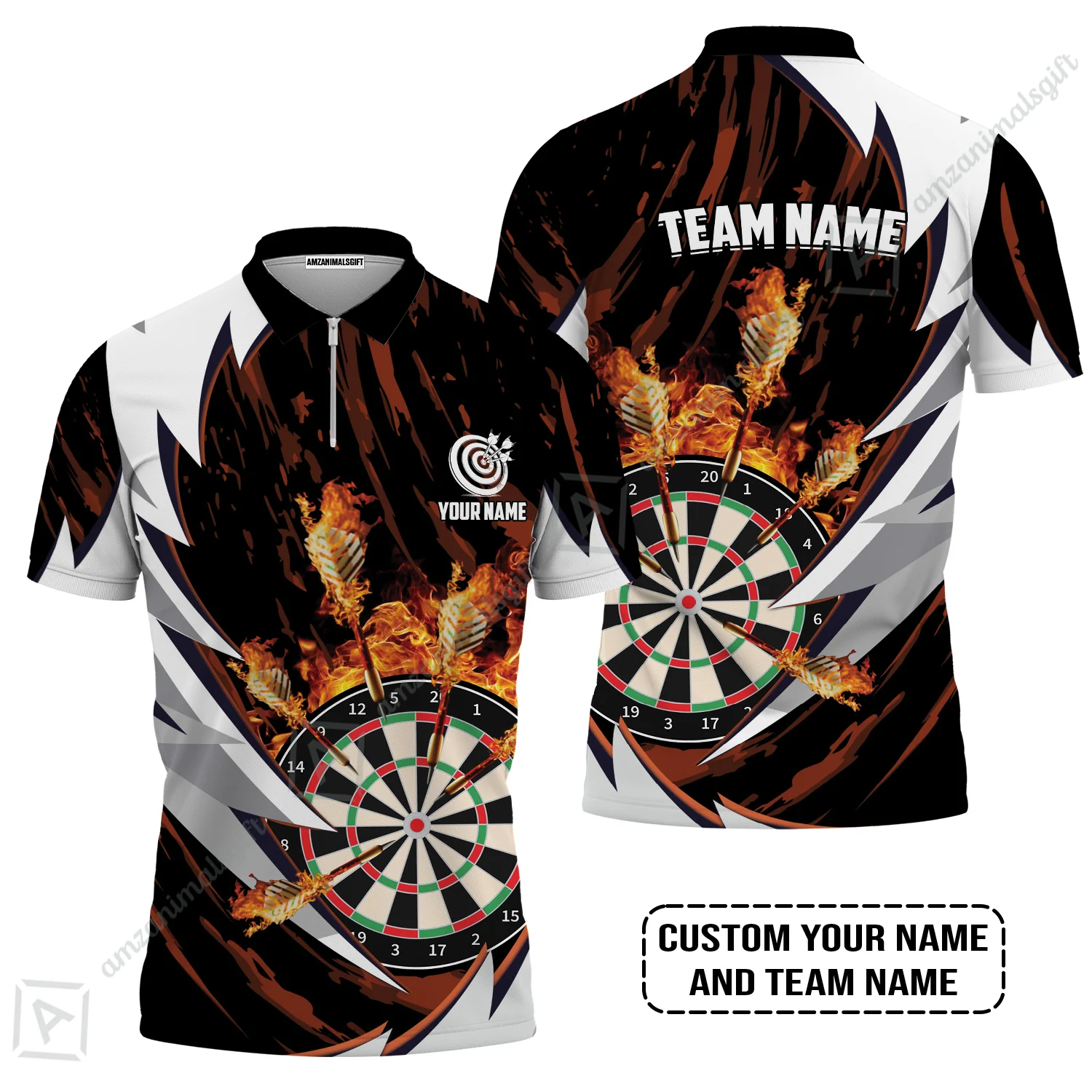 Customized Fire Thunderstorm Darts Men Polo Shirt, Personalized Darts Polo Shirt - Image 4