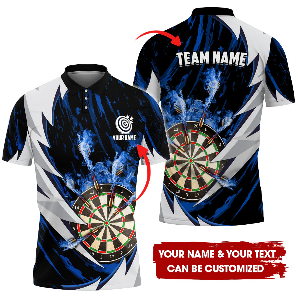 Customized Fire Thunderstorm Darts Men Polo Shirt, Personalized Darts Polo Shirt For Men, Perfect Gift For Darts Lovers, Darts Players - Image 5