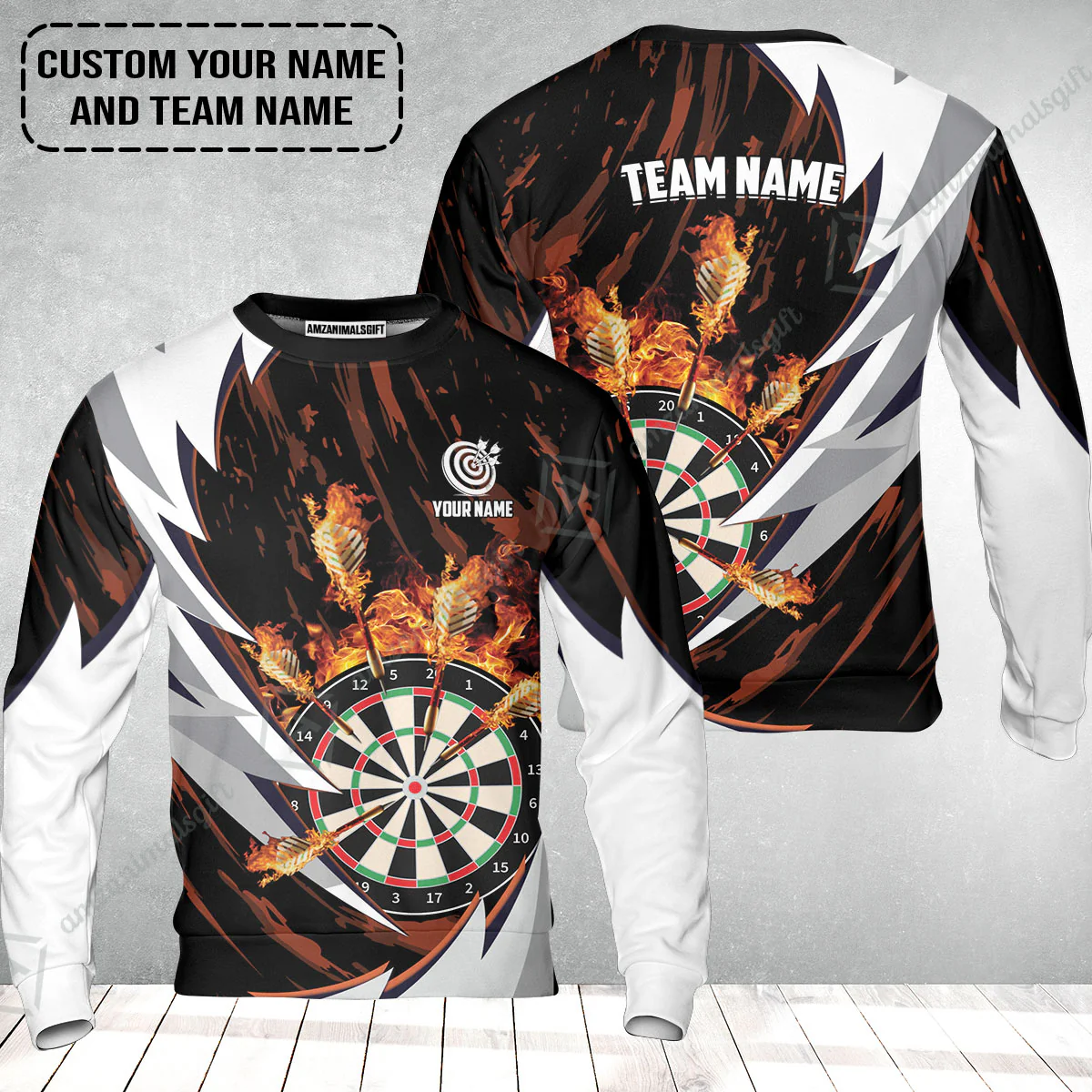 Customized Fire Thunderstorm Darts Sweatshirt, Personalized Darts Sweatshirt - Image 2