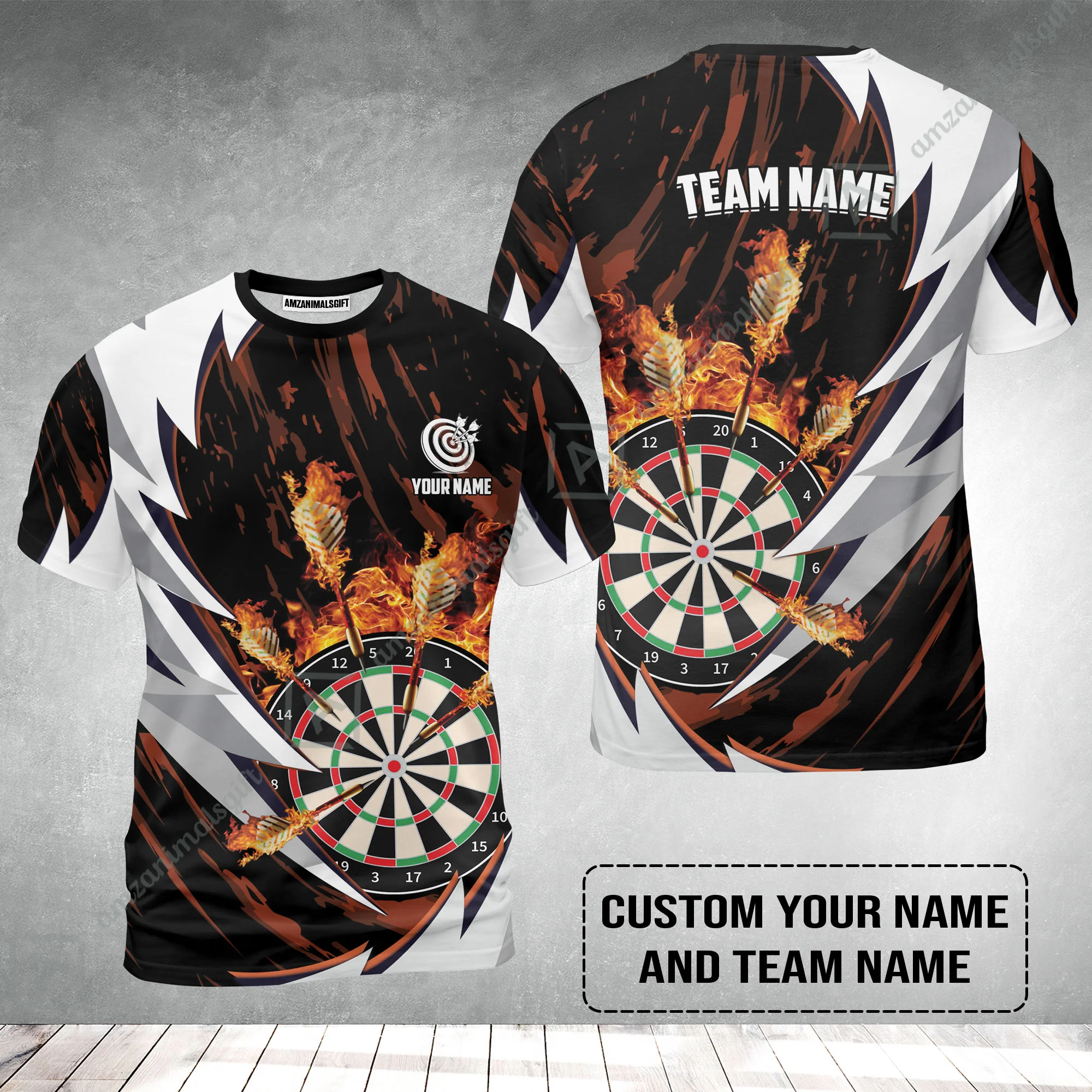 Customized Fire Thunderstorm Darts T-Shirt, Personalized Darts T-Shirt - Image 2