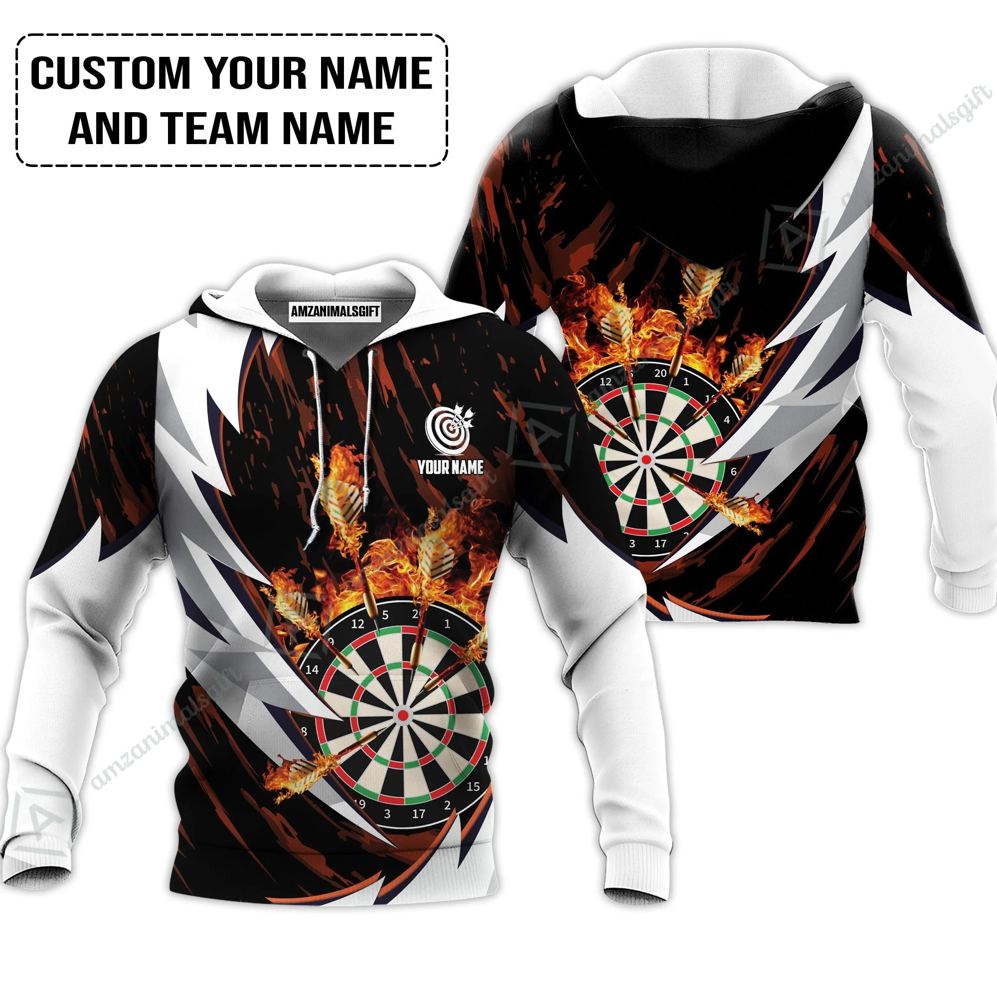 Customized Fire Thunderstorm Darts Zip Polo Shirt, Personalized Darts Zip Polo Shirt - Image 5