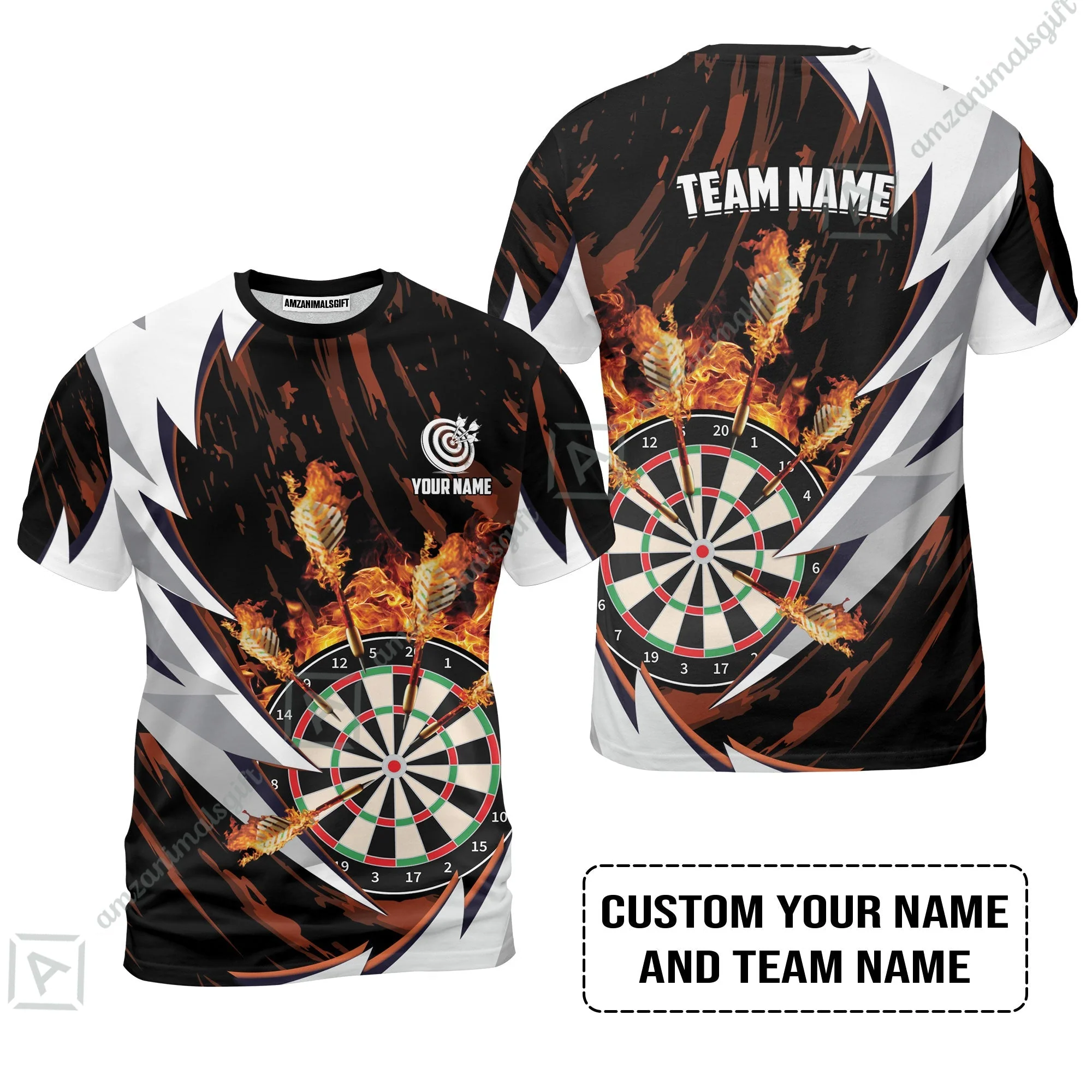 Customized Fire Thunderstorm Darts Zip Polo Shirt, Personalized Darts Zip Polo Shirt - Image 8
