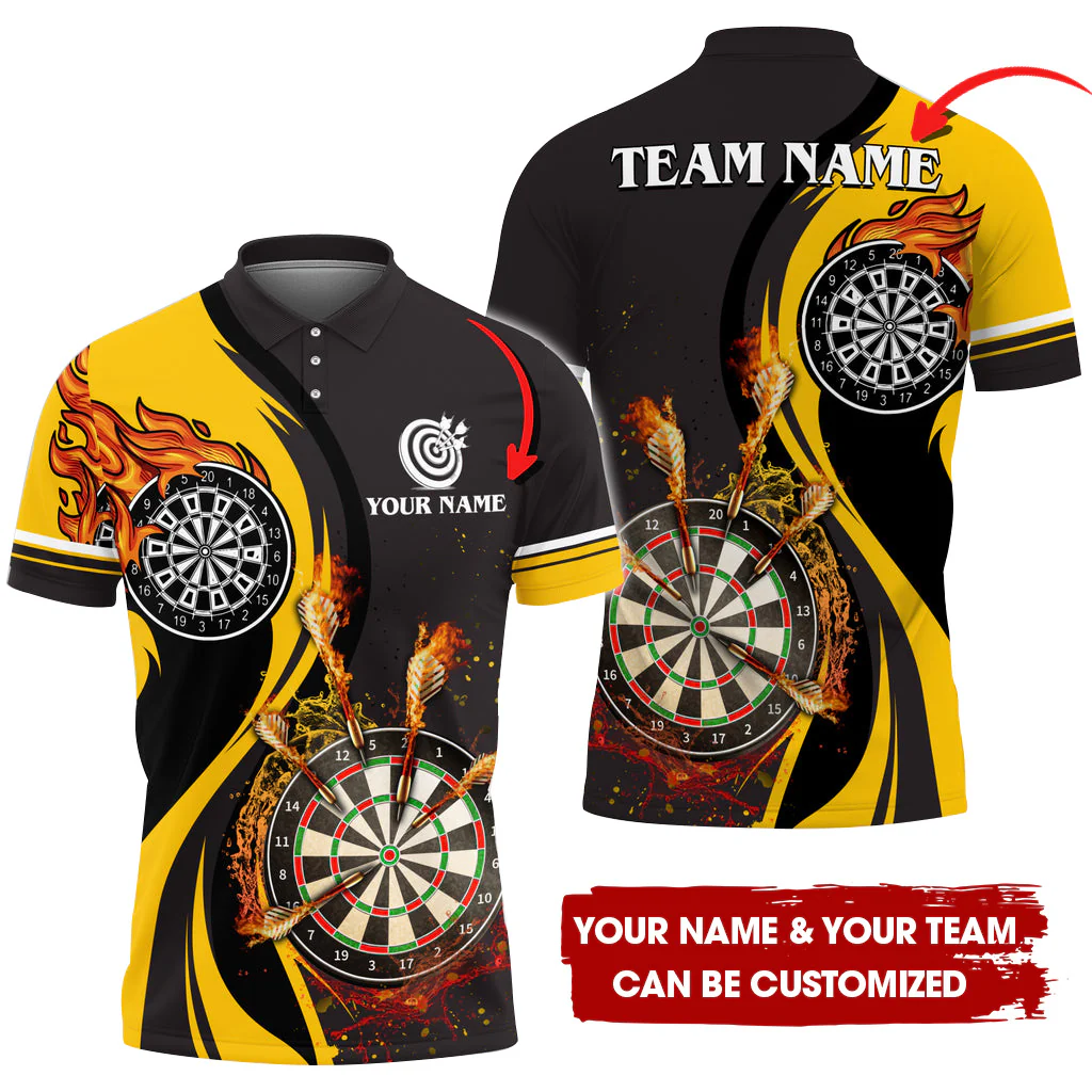 Customized Fire Water Flow Darts Men Polo Shirt, Custom Darts For Team Polo Shirt For Men, Perfect Gift For Darts Lovers, Darts Players - Image 3