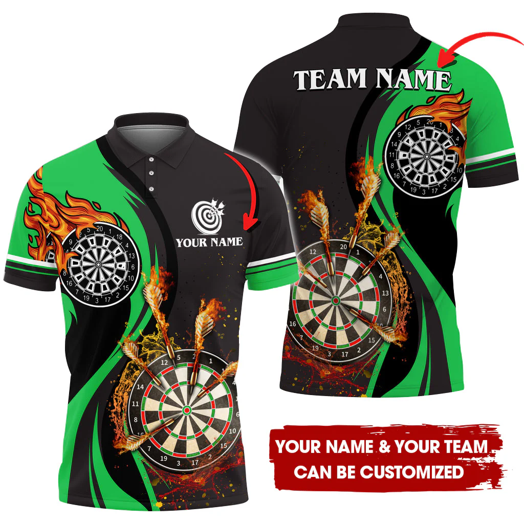 Customized Fire Water Flow Darts Men Polo Shirt, Custom Darts For Team Polo Shirt For Men, Perfect Gift For Darts Lovers, Darts Players - Image 4