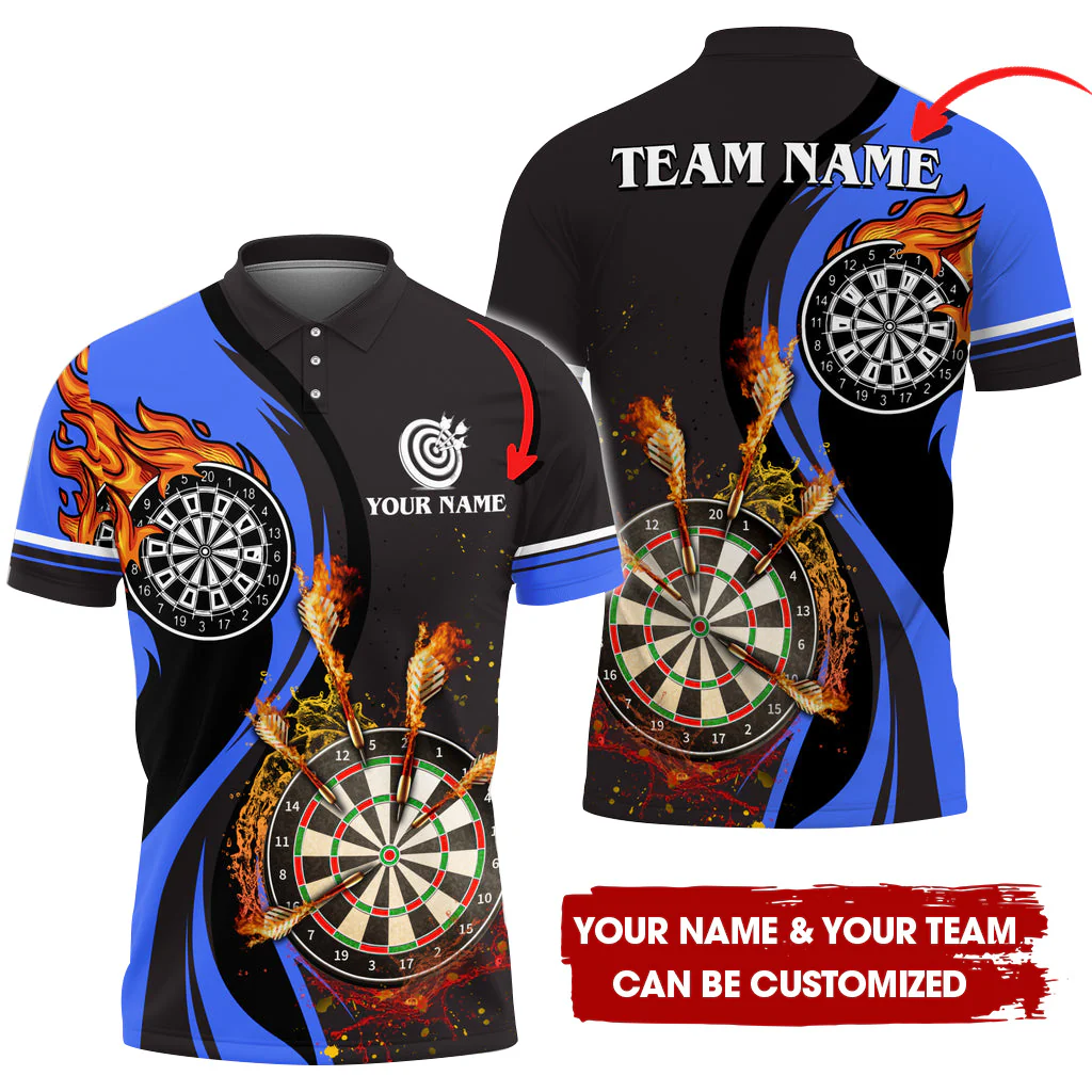 Customized Fire Water Flow Darts Men Polo Shirt, Custom Darts For Team Polo Shirt For Men, Perfect Gift For Darts Lovers, Darts Players - Image 5