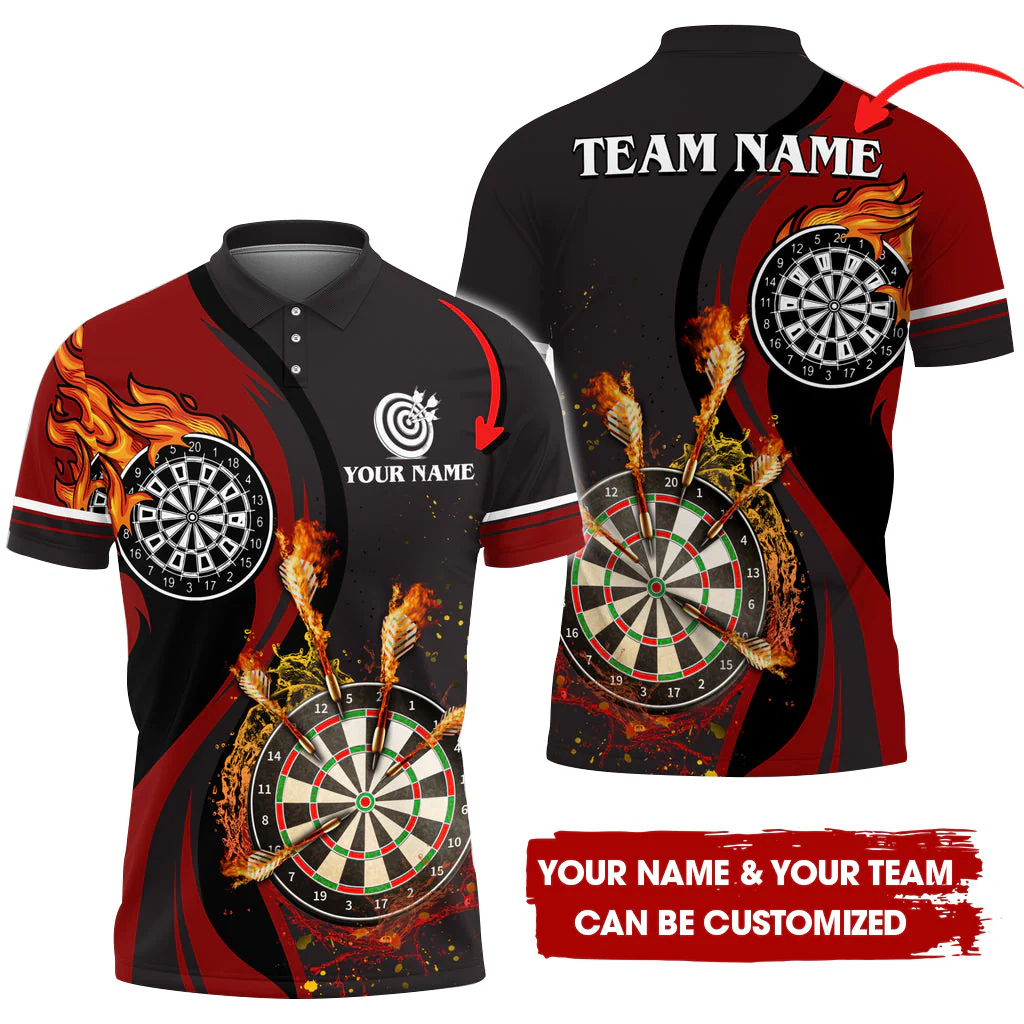 Customized Fire Water Flow Darts Men Polo Shirt, Custom Darts For Team Polo Shirt For Men, Perfect Gift For Darts Lovers, Darts Players - Image 6