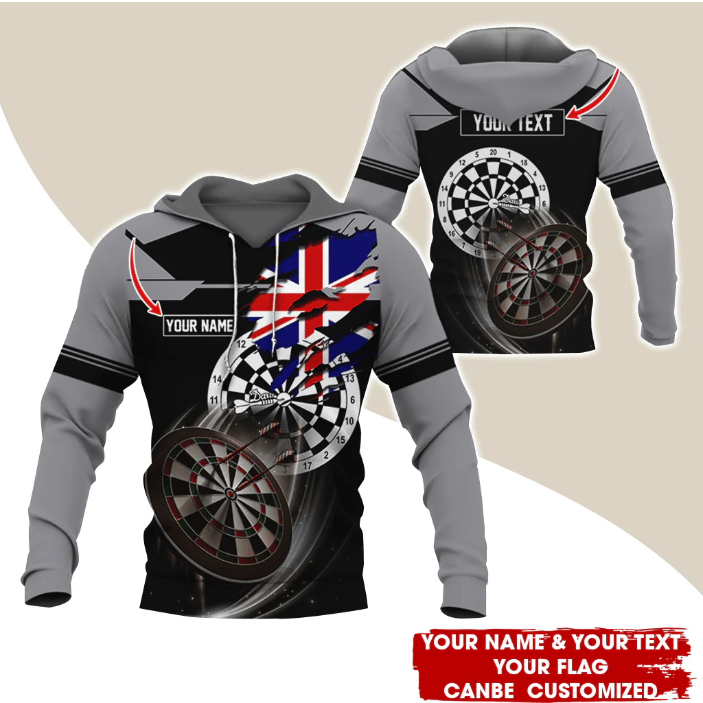 Customized Flag Darts Premium Hoodie, Custom Flag Hoodie For Men & Women, Perfect Gift For Darts Lovers, Friend, Family - Image 2