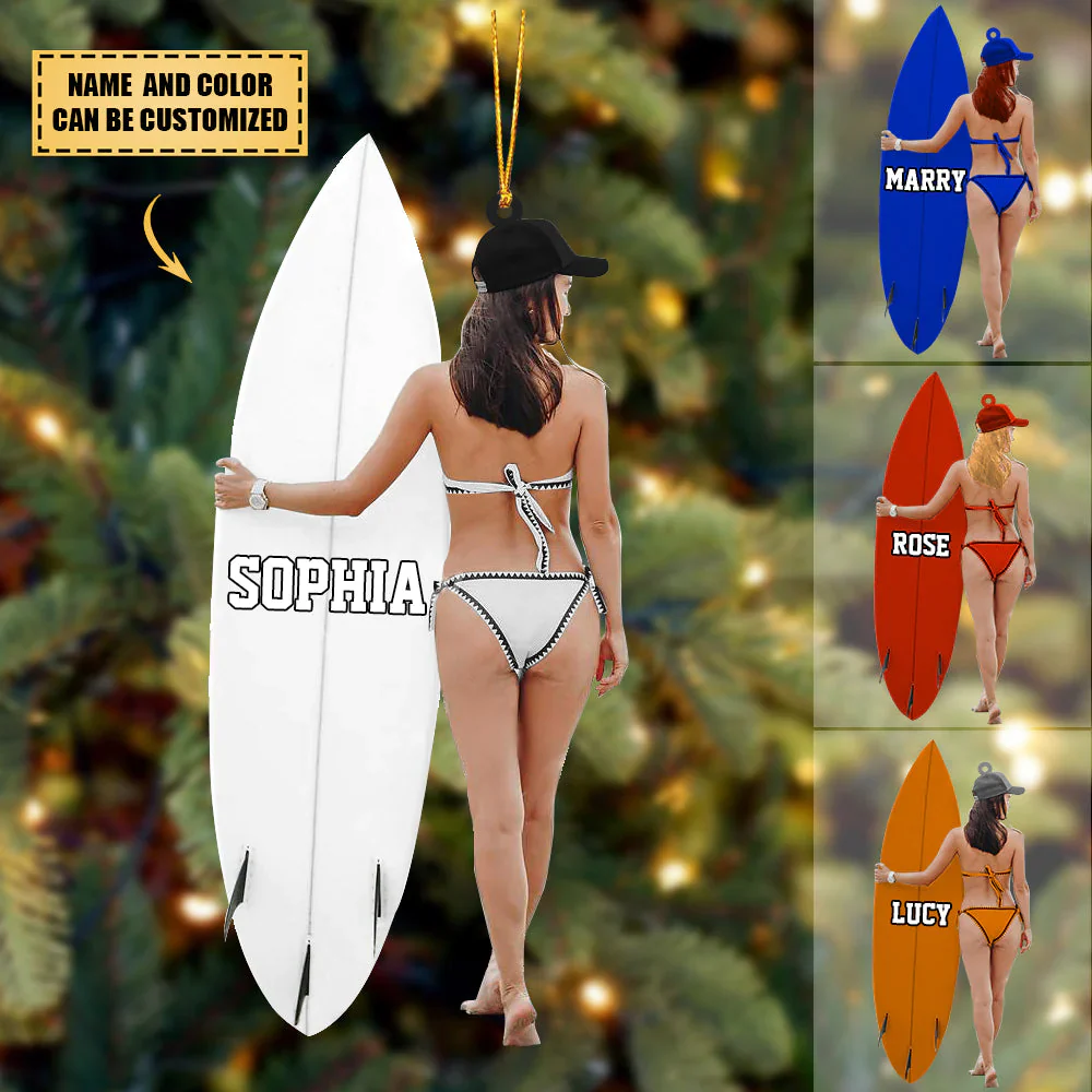 Customized Girl Surfboard Acrylic Christmas Ornament, Gift For Woman, Surfing Lovers, Surfing Players, Christmas Gifts - Image 2