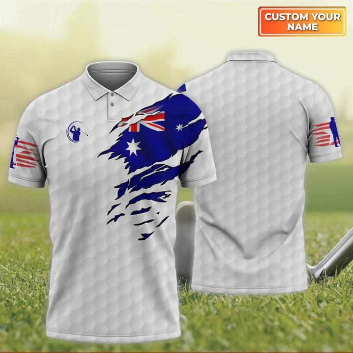 Customized Golf Polo Shirt, Australian Flag Personalized Name Polo Shirt For Men - Perfect Gift For Golf Lovers, Golfers