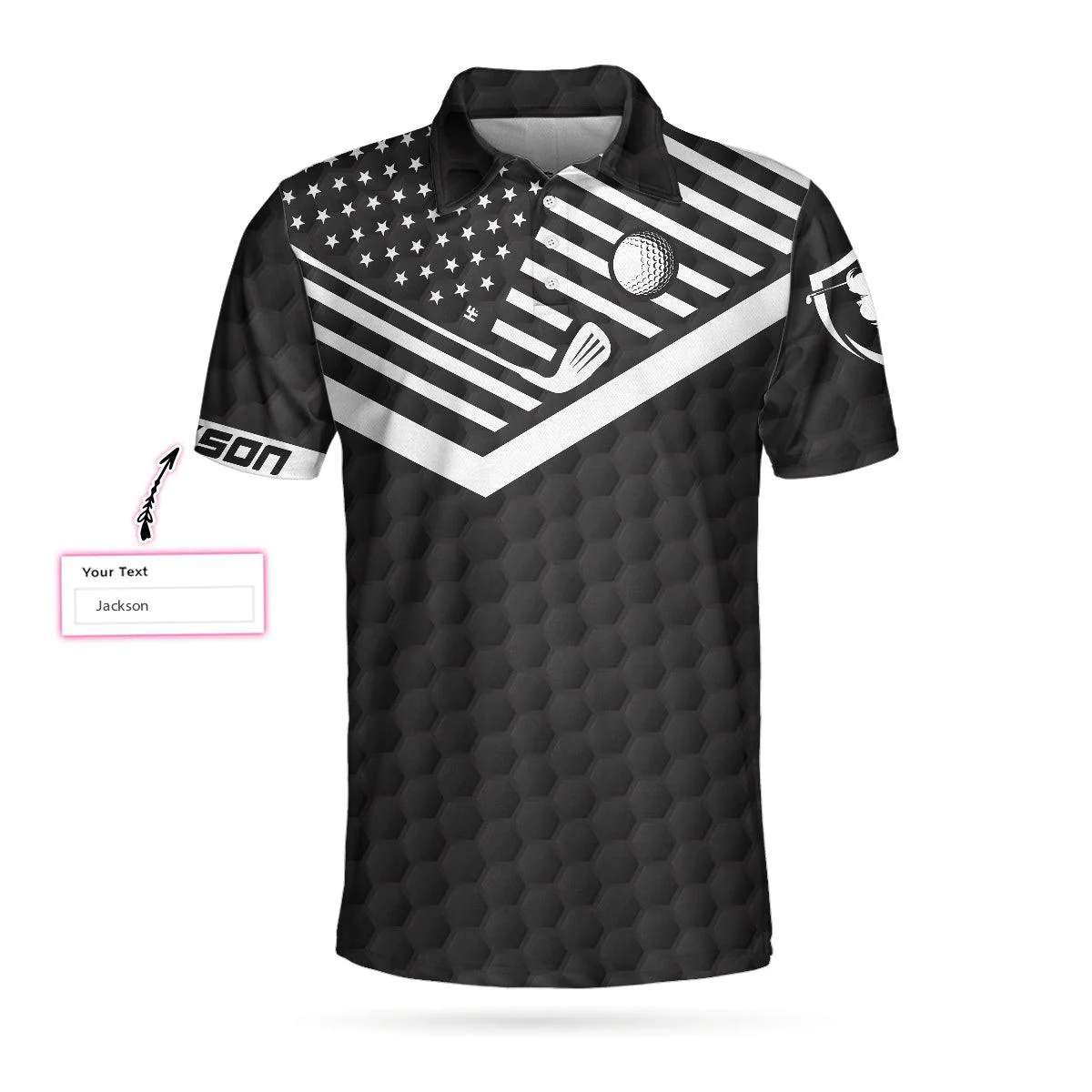Customized Golf Polo Shirt, Custom Golfing And Drinking Polo Shirt, Personalized Black American Flag Golf Shirt - Perfect Gift For Men, Golf Lovers - Image 3
