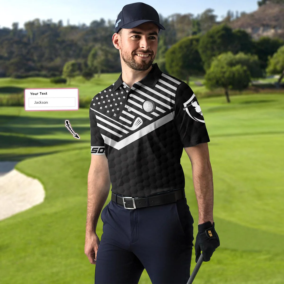 Customized Golf Polo Shirt, Custom Golfing And Drinking Polo Shirt, Personalized Black American Flag Golf Shirt - Perfect Gift For Men, Golf Lovers - Image 4