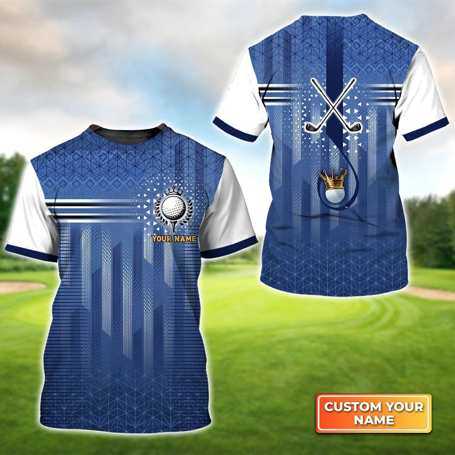 Customized Golf T Shirt, Personalized Name Graphic Golf Seamless Tartan Pattern T Shirt For Golf Lovers - Perfect Gift For Golfer, Friend, Family