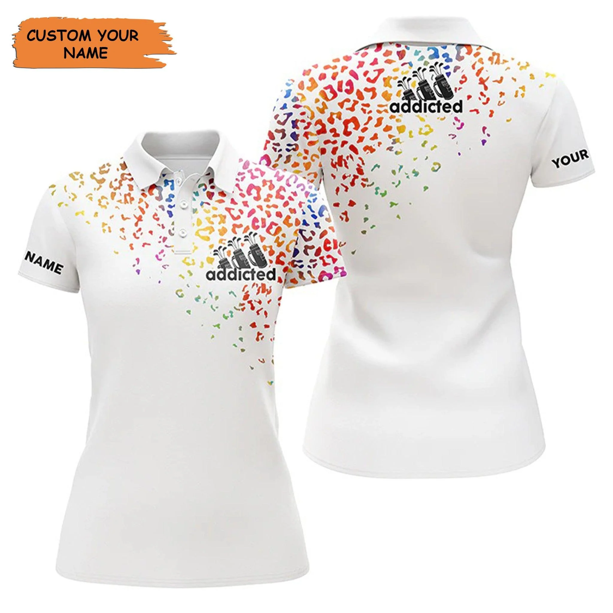 Customized Golf Women Polo Shirt, Personalized Watercolor Leopard Golf Addicted Polo Shirts - Perfect Gift For Ladies, Golf Lovers, Golfers