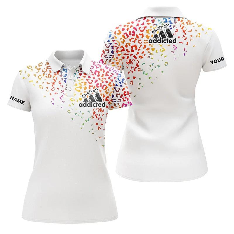 Customized Golf Women Polo Shirt, Personalized Watercolor Leopard Golf Addicted Polo Shirts - Perfect Gift For Ladies, Golf Lovers, Golfers - Image 2