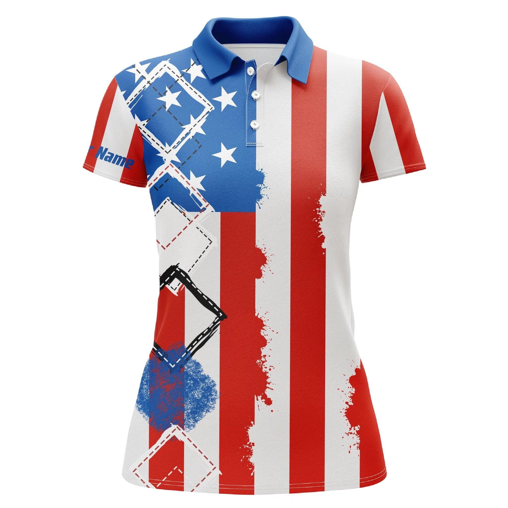 Customized Golf Women Polo Shirts, American Flag Patriot Golf Shirts Personalized Women Golf Polo Shirts - Perfect Gift For Golf Lovers, Golfers - Image 2