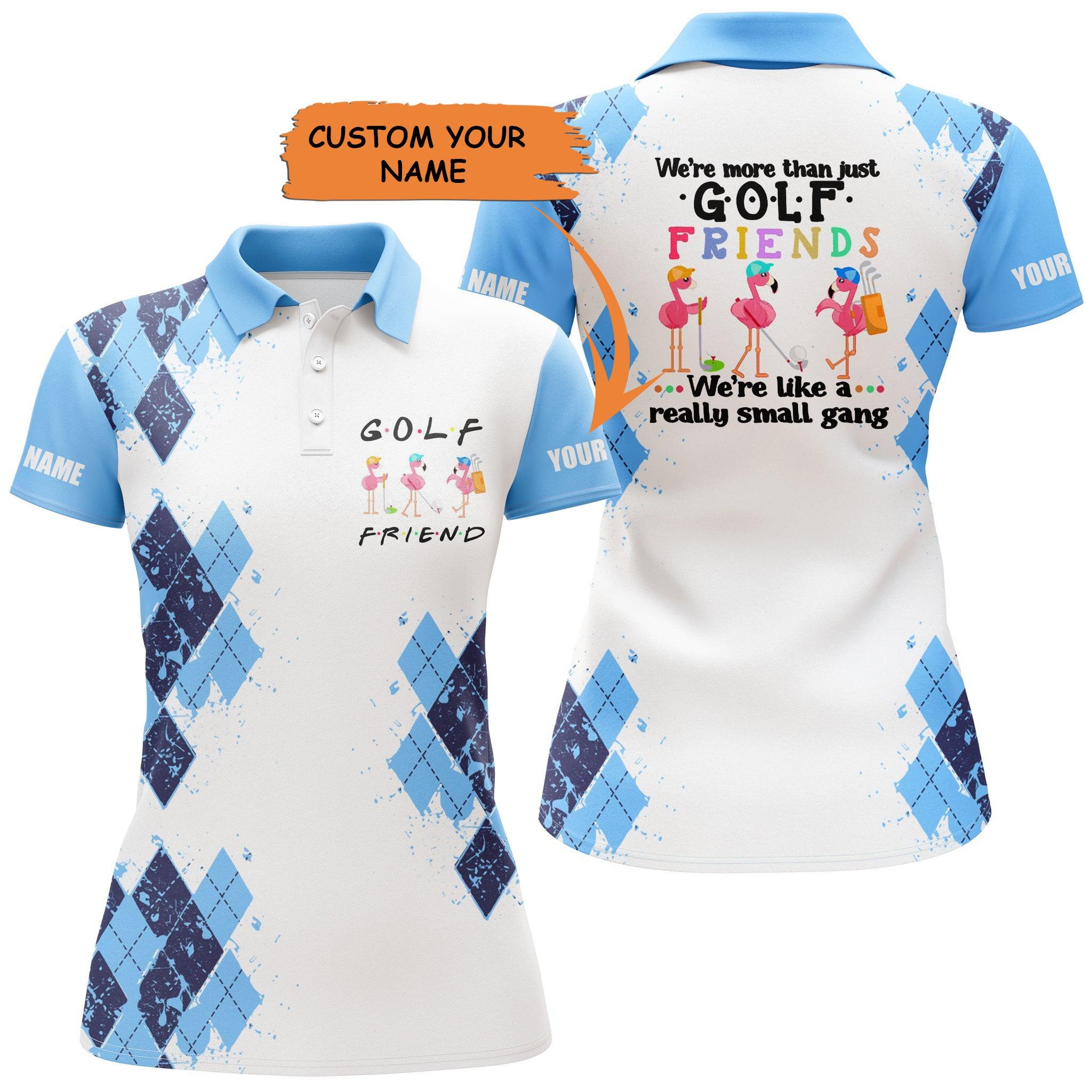 Customized Golf Women Polo Shirts, We're More Than Just Golf Friends Flamingo Custom Name Polo Shirts - Perfect Gift For Golf Lovers, Golfers