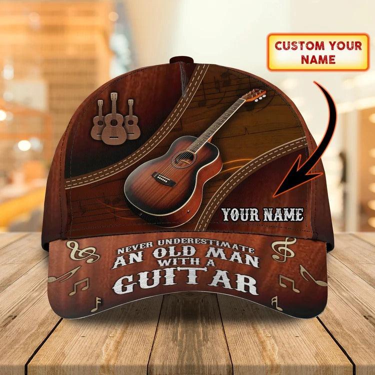 Customized Guitar Classic Cap, Never Underestimate An Old Man With A Guitar, Personalized Classic Cap For Men - Perfect Gift For Guitar Lovers, Guitarist