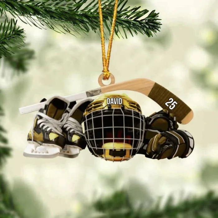 Customized Hockey Skates Helmet And Stick Christmas Ornament, Custom Hockey Acrylic Ornament, Christmas Gift For Hockey Lovers - Image 5