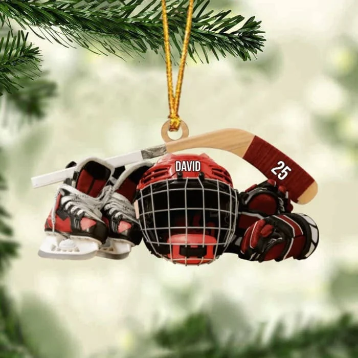 Customized Hockey Skates Helmet And Stick Christmas Ornament, Custom Hockey Acrylic Ornament, Christmas Gift For Hockey Lovers - Image 7