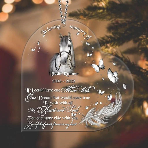 Customized Horse Photo Heart Acrylic Ornament, Custom Memorial Pet Photo Acrylic Ornament - Memorial Gift For Horse Lovers, Pet Lovers - Image 2