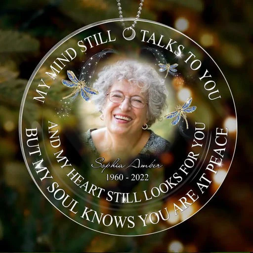 Customized Memorial Photo Acrylic Ornament Personalized Mom, Dad Photo Acrylic Ornament - Memorial Gift For Mom, Dad, Member's Family - Image 2
