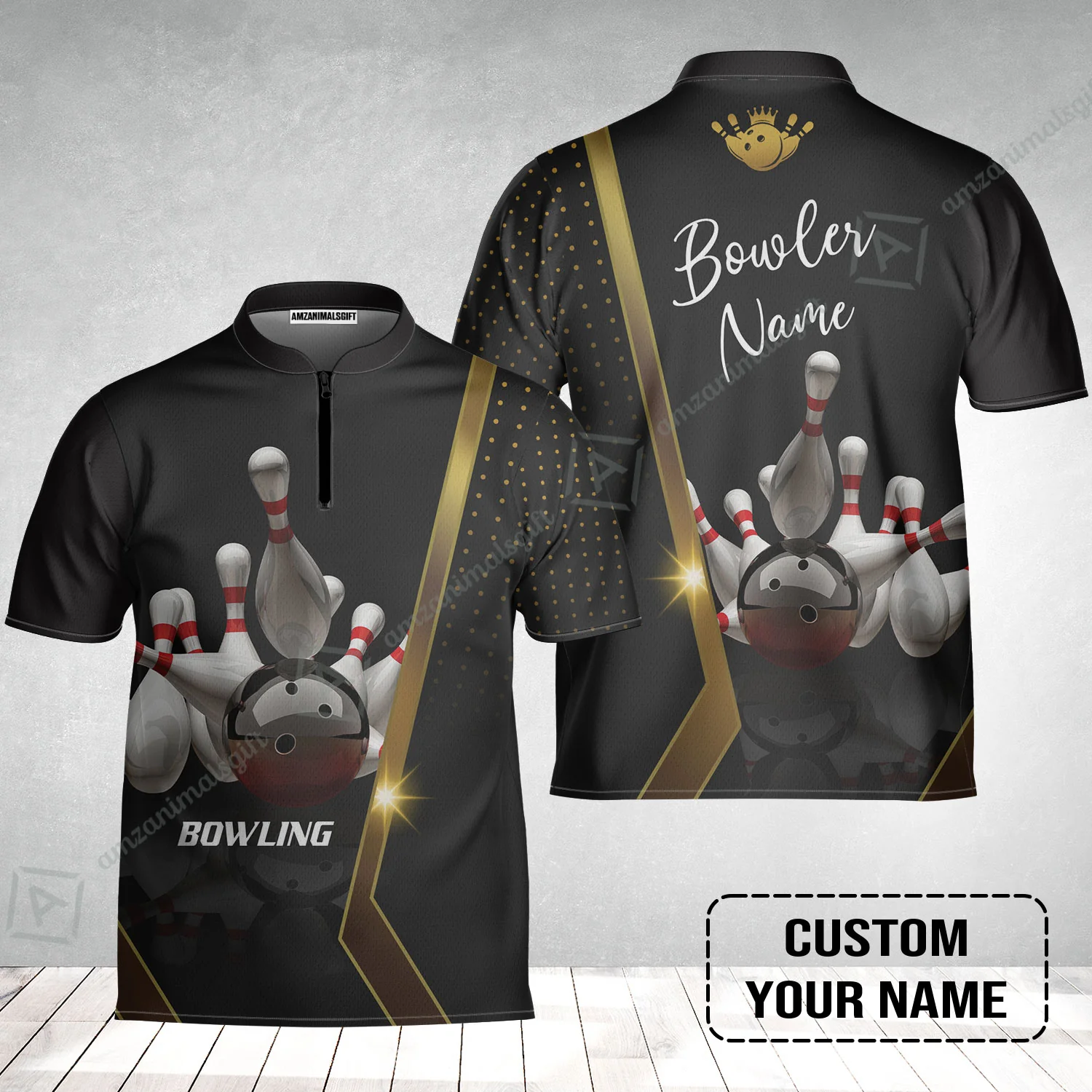 Customized Name Bowling Jersey, Bowling Pin and Ball Personalized Bowling Jersey - Image 2