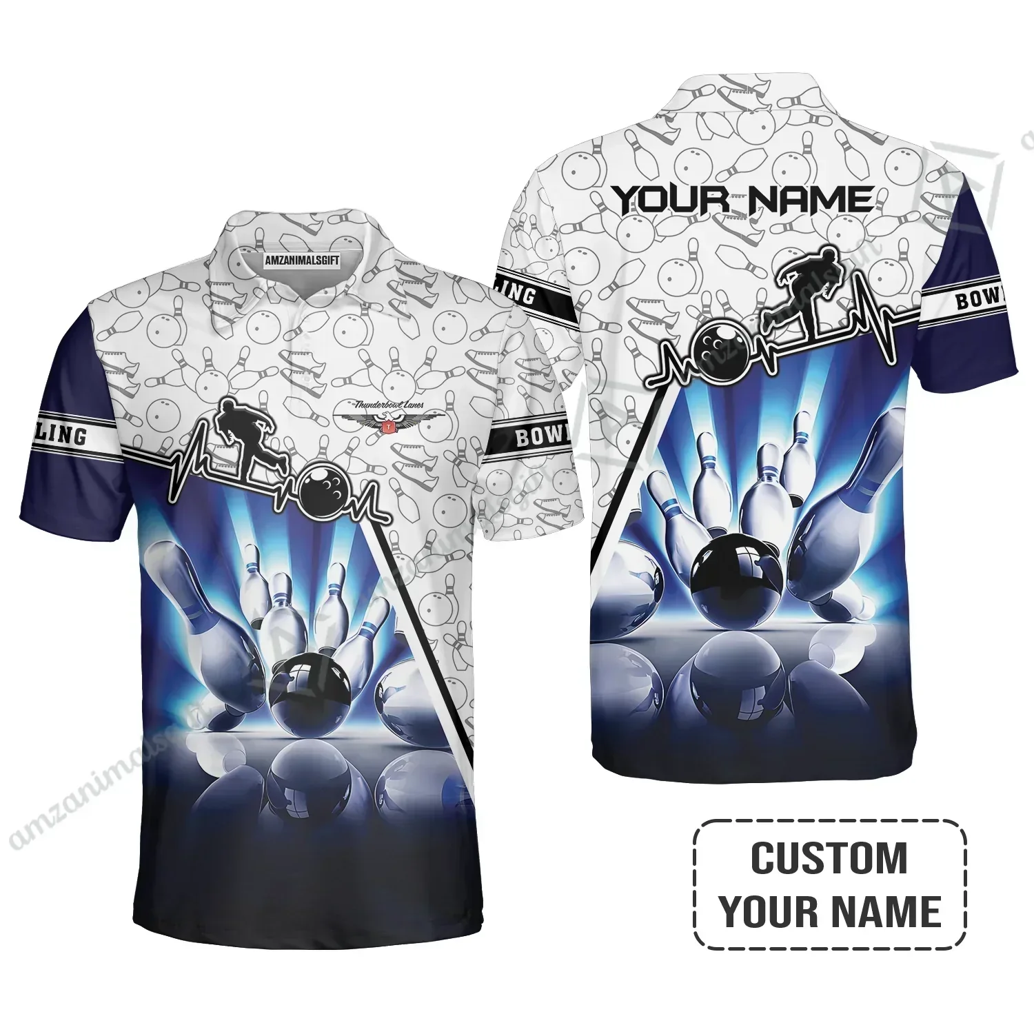 Customized Name Bowling Long Polo Shirt, Thunderbowl Lanes Unique Bowling Shirt For Men Women, Perfect Gift For Bowling Lovers, Bowlers - Image 5