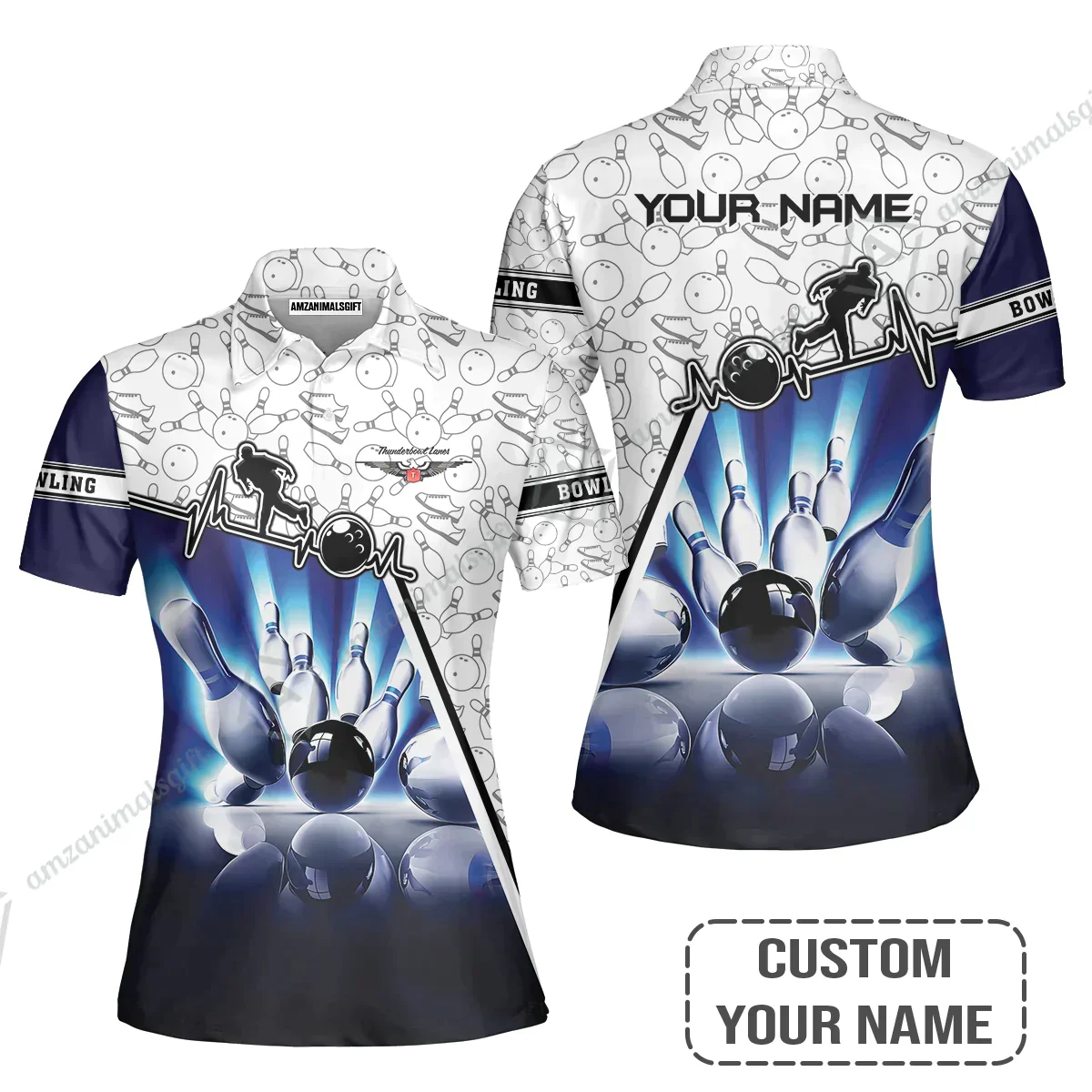 Customized Name Bowling Long Polo Shirt, Thunderbowl Lanes Unique Bowling Shirt For Men Women, Perfect Gift For Bowling Lovers, Bowlers - Image 6
