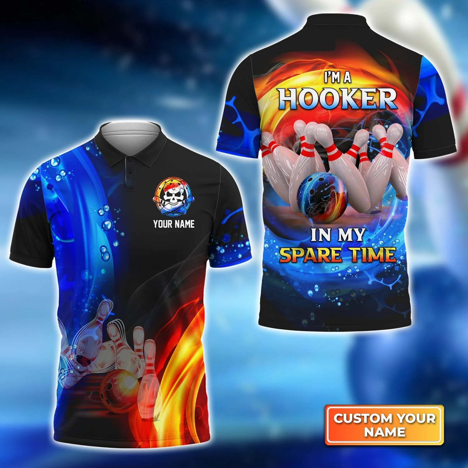 Customized Name Bowling Men Polo Shirts  - Bowling I'm A Hooker In My Spare Time Personalized Polo Shirts For Men - Gift For Bowling Lovers, Bowlers