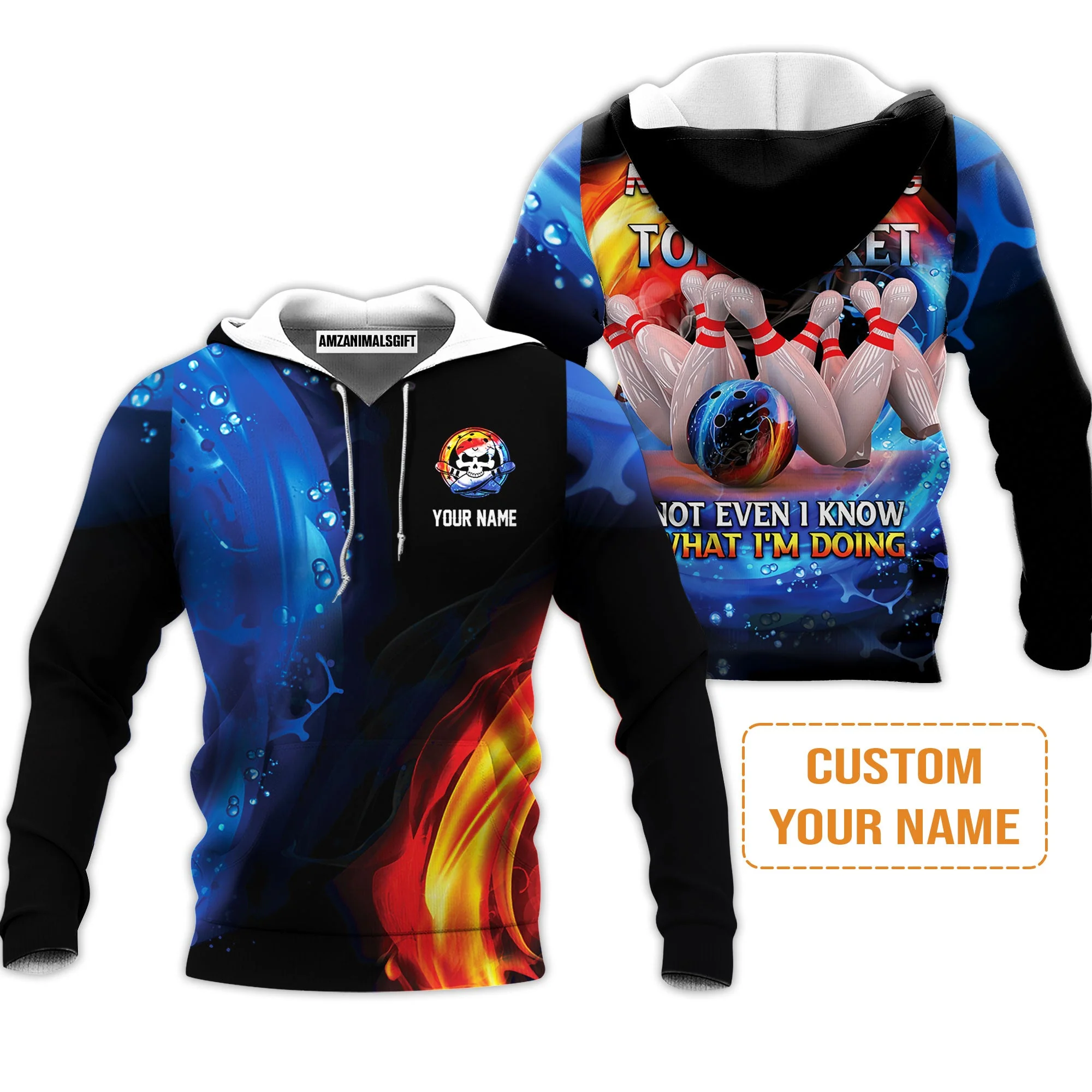 Customized Name Bowling Men's Long Sleeve Polo Shirt, My Bowling Technique is Top Secret Personalized Bowling Men's Long Sleeve Polo Shirt - Image 5
